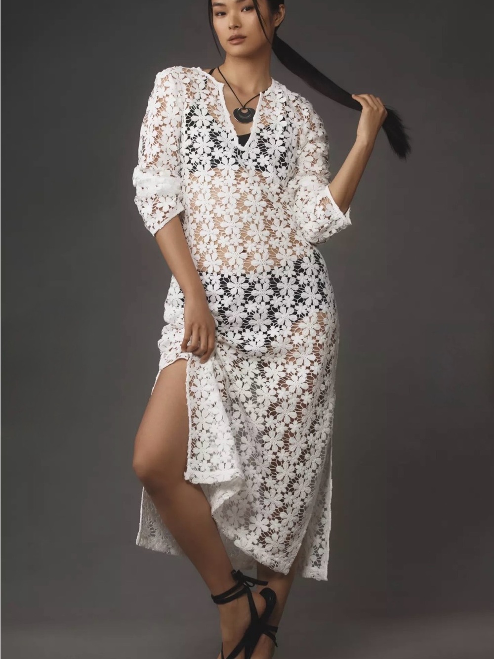 Anthropologie 3D Floral Kaftan